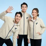 Áo Khoác Thể Thao Cổ Trụ Thanh Lịch Màu Kem Beige