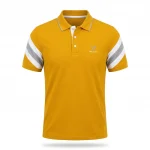 Áo Polo Đồng Phục Cổ Bẻ Kẻ Sọc Màu Vàng Mustard