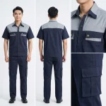 Bộ Quần Áo Bảo Hộ Ngắn Tay Mùa Hè Màu Xám Navy