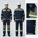 Bộ Quần Áo Bảo Hộ Phản Quang Dạ Quang Màu Xám Đậm