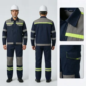 Bộ Quần Áo Bảo Hộ Phản Quang Dạ Quang Màu Xám Đậm