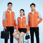 Áo Khoác Gió Thể Thao Phối Tay Màu Cam Trắng