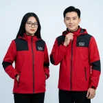 Áo Khoác Gió Phong Cách Techwear Màu Đỏ Đen