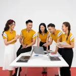 Áo Polo Đồng Phục Cổ Bẻ Kẻ Sọc Màu Vàng Mustard