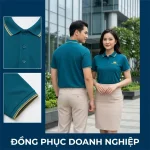 Áo Polo Đồng Phục Cổ Bo Viền Màu Xanh Teal