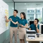 Áo Polo Đồng Phục Cổ Bo Viền Màu Xanh Teal
