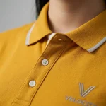 Áo Polo Đồng Phục Cổ Bẻ Kẻ Sọc Màu Vàng Mustard
