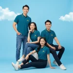 Áo Polo Đồng Phục Cổ Bo Viền Màu Xanh Teal