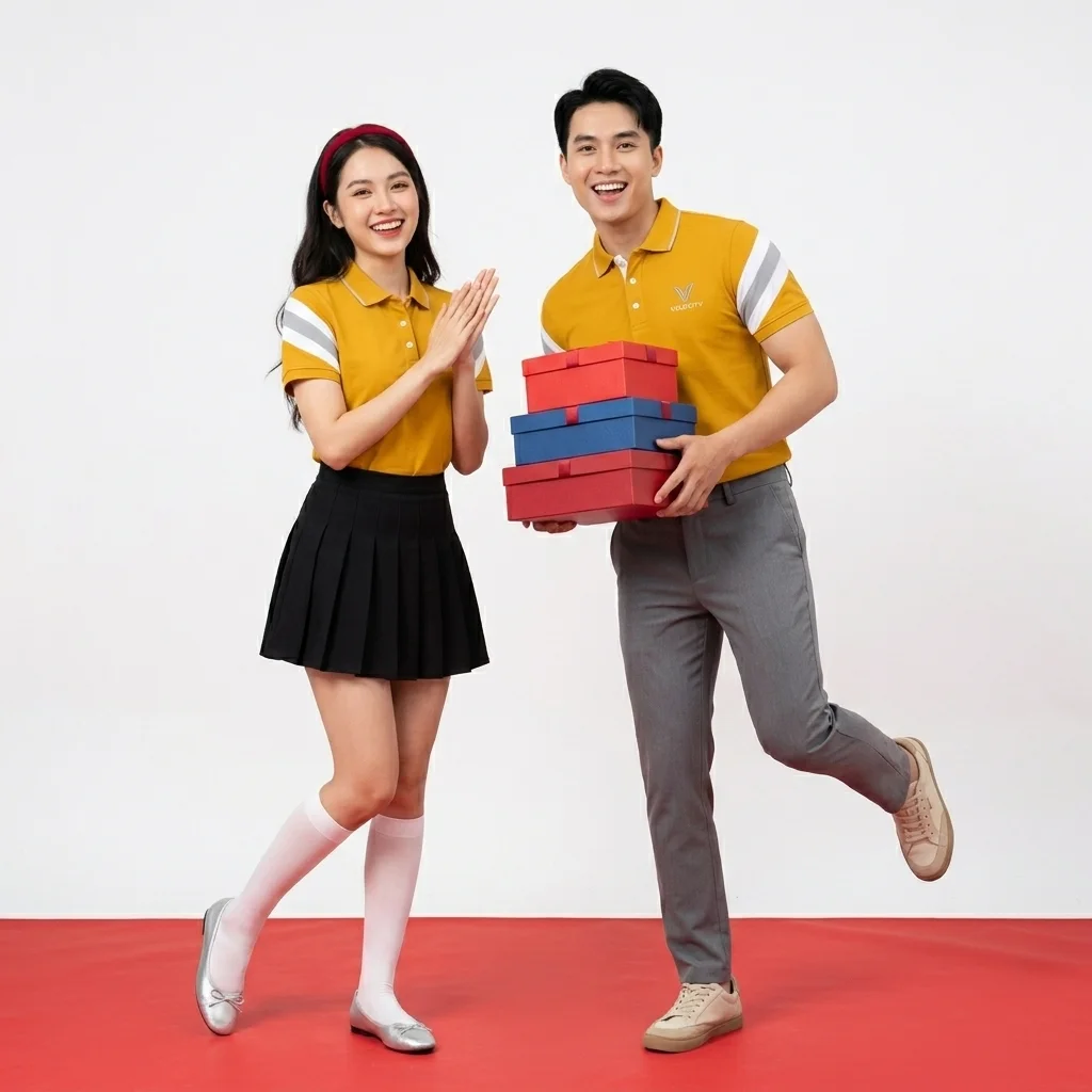 Áo Polo Đồng Phục Cổ Bẻ Kẻ Sọc Màu Vàng Mustard
