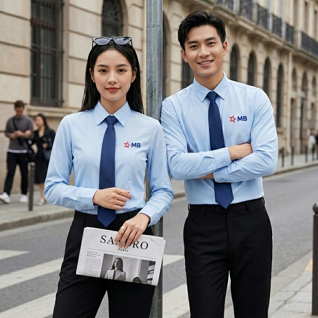 Áo Sơ Mi Đồng Phục Ngân Hàng Tay Dài MB