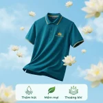 Áo Polo Đồng Phục Cổ Bo Viền Màu Xanh Teal