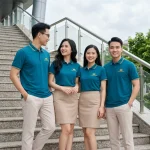 Áo Polo Đồng Phục Cổ Bo Viền Màu Xanh Teal