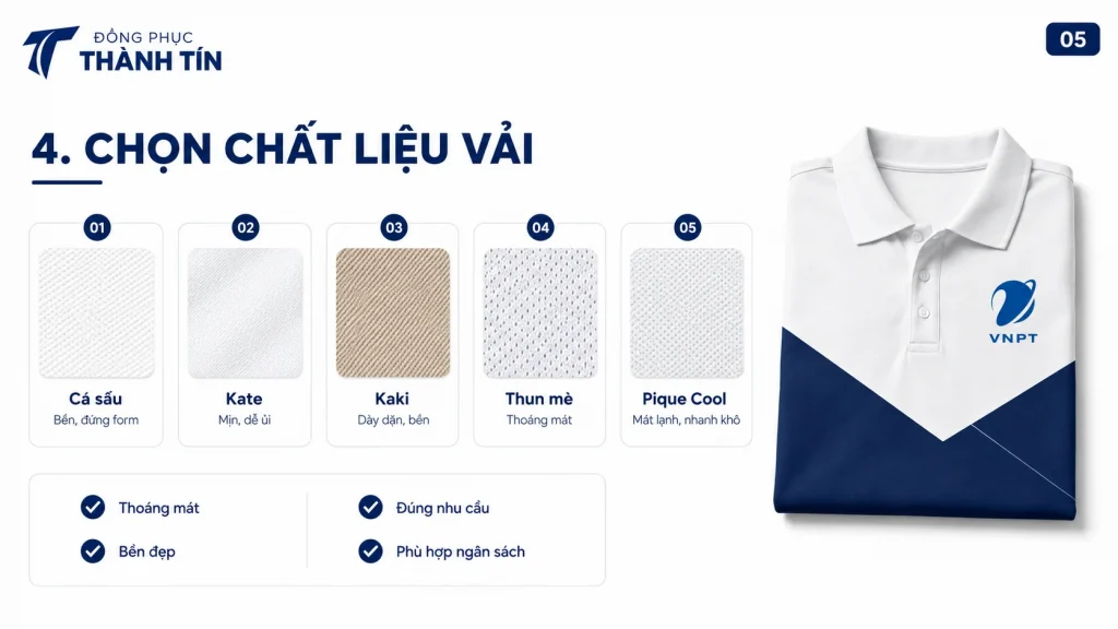 Chọn chất liệu vải may đồng phục doanh nghiệp