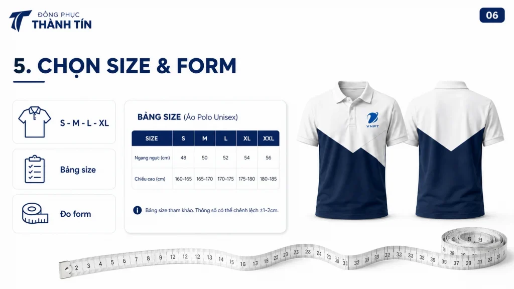 Chọn size và form áo đồng phục doanh nghiệp