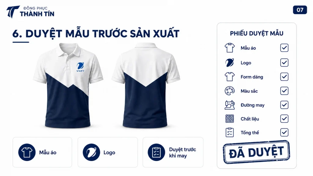 Duyệt mẫu áo đồng phục trước khi sản xuất