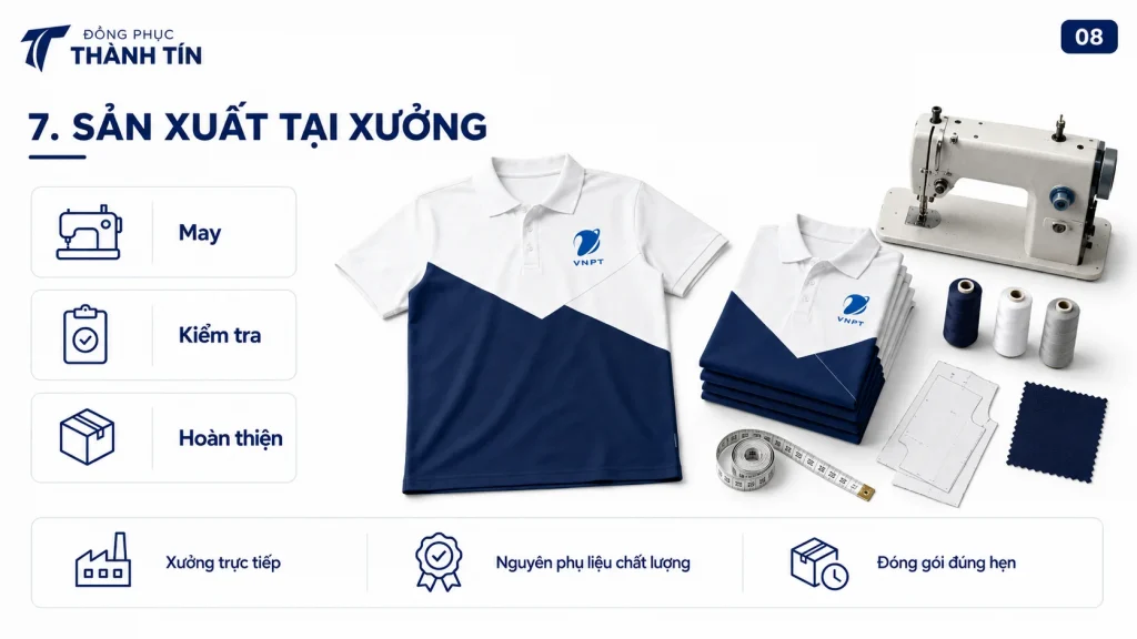 Sản xuất đồng phục trực tiếp tại xưởng may Thành Tín