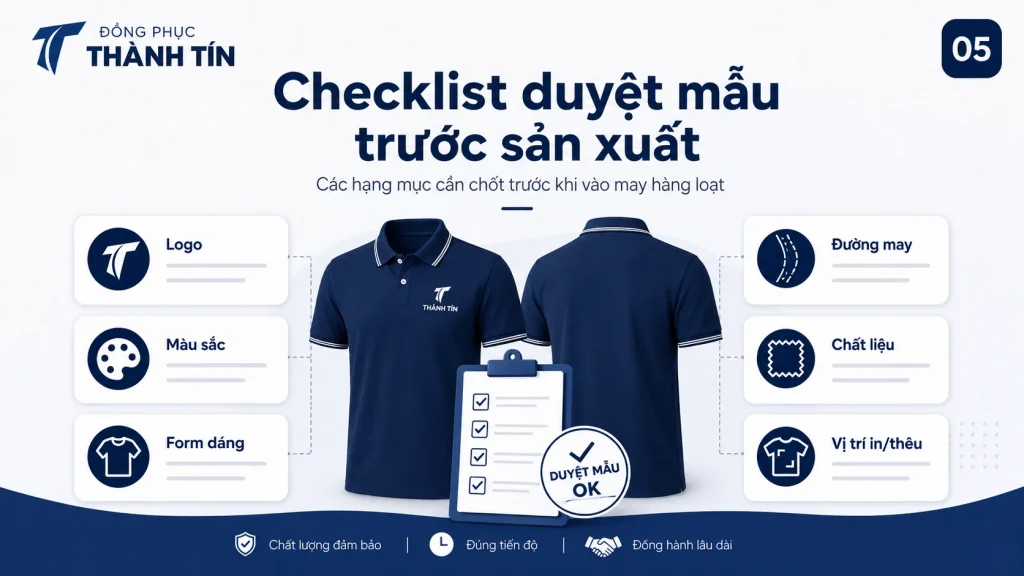 Checklist duyệt mẫu đồng phục trước sản xuất