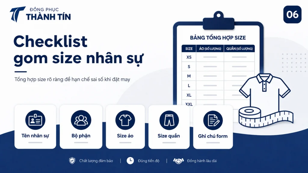 Checklist gom size nhân sự khi đặt may đồng phục