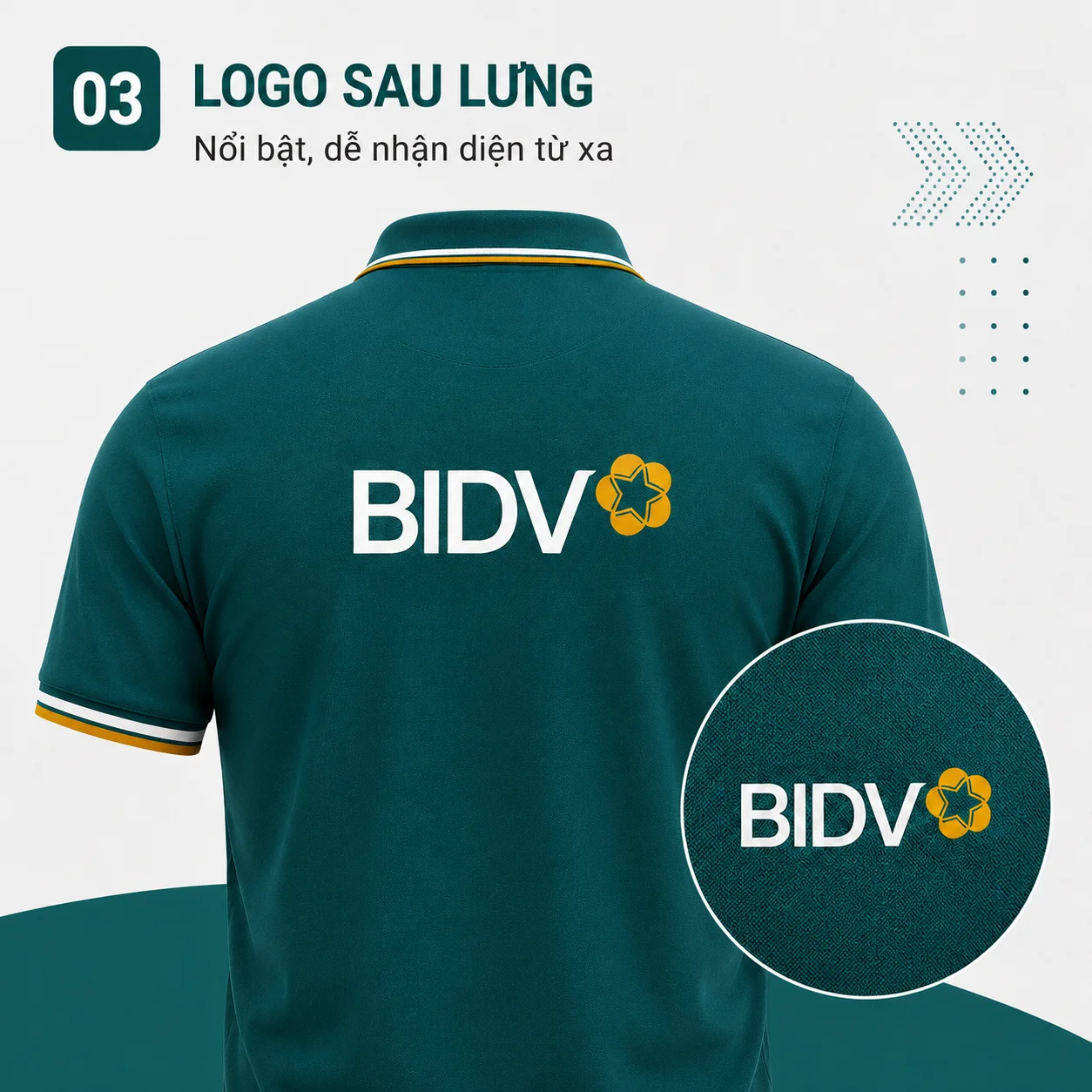 Mockup áo polo đồng phục với logo sau lưng