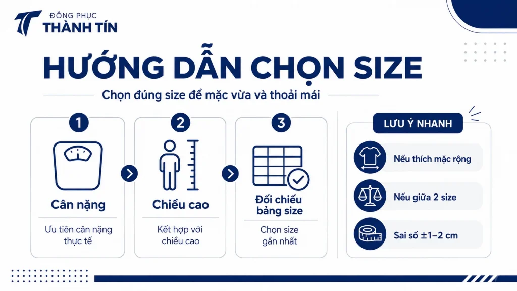 Hướng dẫn chọn size đồng phục theo cân nặng chiều cao và bảng size