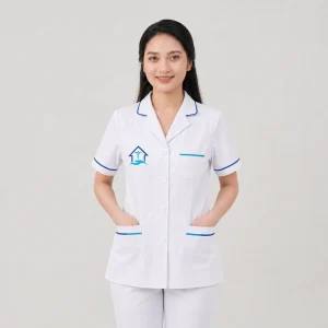Áo Điều Dưỡng Bệnh Viện Màu Trắng Phối Viền Xanh Dương