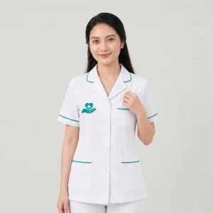 Áo Điều Dưỡng Bệnh Viện Màu Trắng Phối Viền Xanh Ngọc