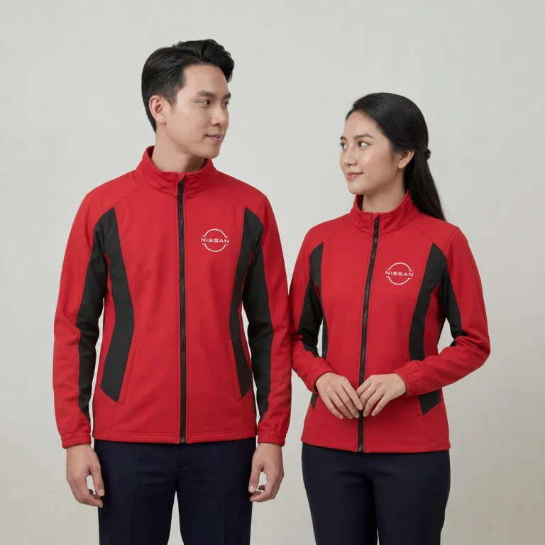 Áo Khoác Gió Đồng Phục Đỏ Phối Đen