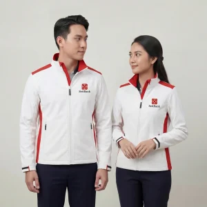 Áo Khoác Gió Đồng Phục Trắng Phối Đỏ