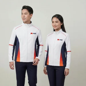 Áo Khoác Gió Đồng Phục Trắng Phối Navy Đỏ
