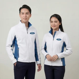 Áo Khoác Gió Đồng Phục Trắng Phối Xanh Navy