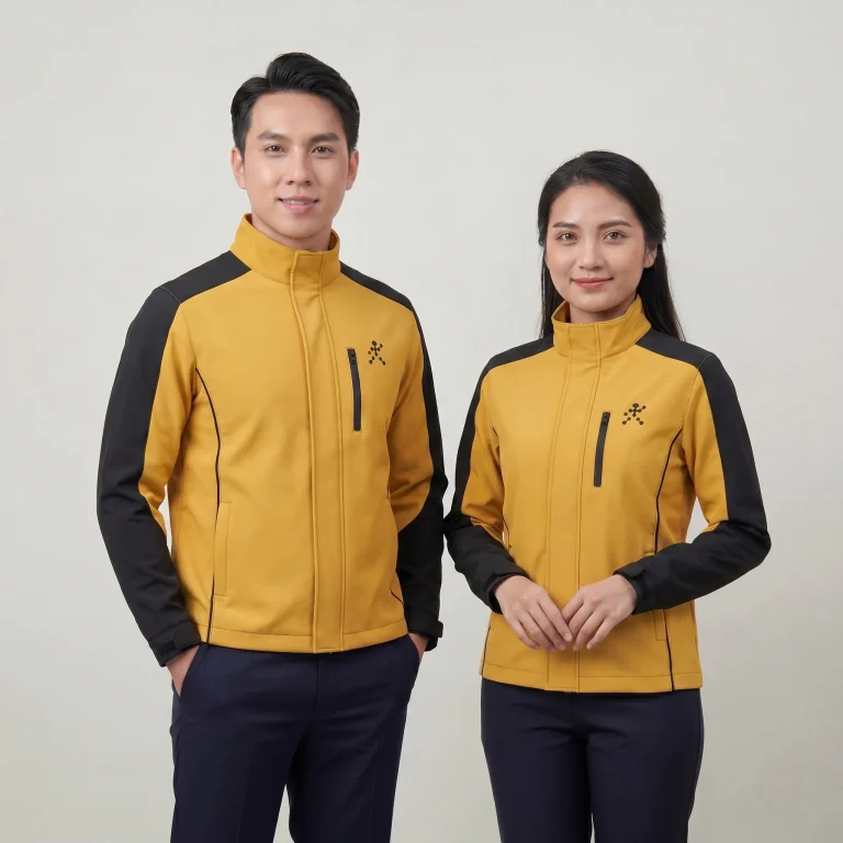 Áo Khoác Gió Đồng Phục Vàng Phối Đen