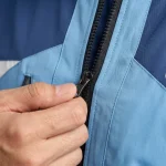 Áo khoác gió đồng phục xanh biển phối trắng Thành Tín - ảnh cận dây kéo áo khoác