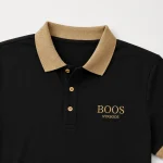 Áo Polo Đồng Phục Đen Phối Kem - can logo