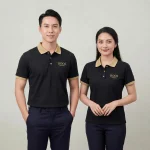 Áo Polo Đồng Phục Đen Phối Kem - model nam nu
