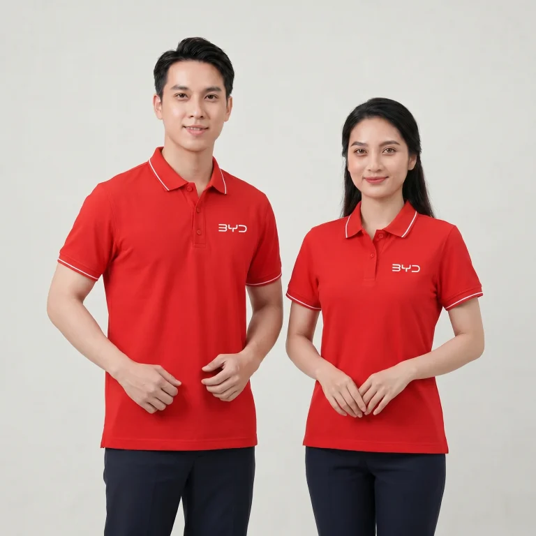 Áo Polo Đồng Phục Đỏ Phối Trắng