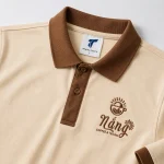 Áo Polo Đồng Phục Kem Phối Nâu - can logo