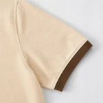 Áo Polo Đồng Phục Kem Phối Nâu - can tay ao