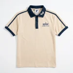 Áo Polo Đồng Phục Kem Phối Navy - anh chinh flatlay