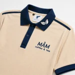 Áo Polo Đồng Phục Kem Phối Navy - can logo