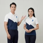 Áo Polo Đồng Phục Trắng Phối Navy - model nam nu