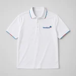 Áo Polo Đồng Phục Trắng Viền Xanh Đỏ - anh chinh flatlay