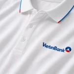 Áo Polo Đồng Phục Trắng Viền Xanh Đỏ - can logo