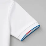 Áo Polo Đồng Phục Trắng Viền Xanh Đỏ - can tay ao