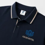 Áo Polo Đồng Phục Xanh Navy Phối Kem - can logo