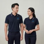 Áo Polo Đồng Phục Xanh Navy Phối Kem - model nam nu