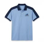 Áo Polo Đồng Phục Xanh Nhạt Phối Navy - anh chinh flatlay