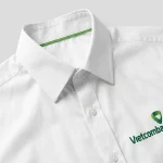 Áo Sơ Mi Đồng Phục Trắng Dài Tay Viền Xanh - can logo