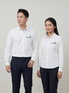 Áo Sơ Mi Đồng Phục Trắng Dài Tay Viền Xanh