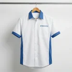 Áo Sơ Mi Đồng Phục Trắng Phối Xanh Ngắn Tay - anh chinh treo