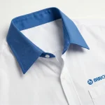 Áo Sơ Mi Đồng Phục Trắng Phối Xanh Ngắn Tay - can logo